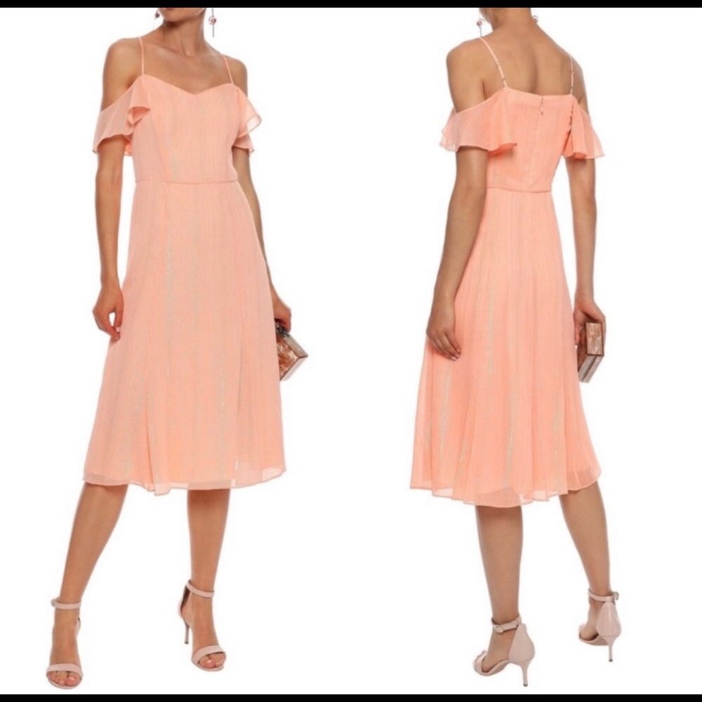 NWT H Halston Peach Midi Dress
